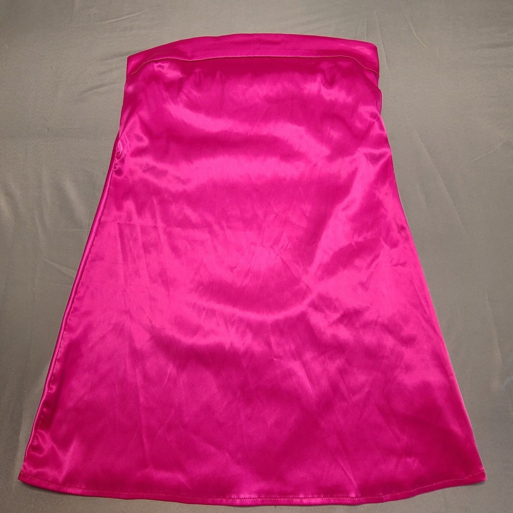 SHEIN Tube Dress Womens S Pink Satin Strapless Mini Bodycon Barbiecore Y2K Party